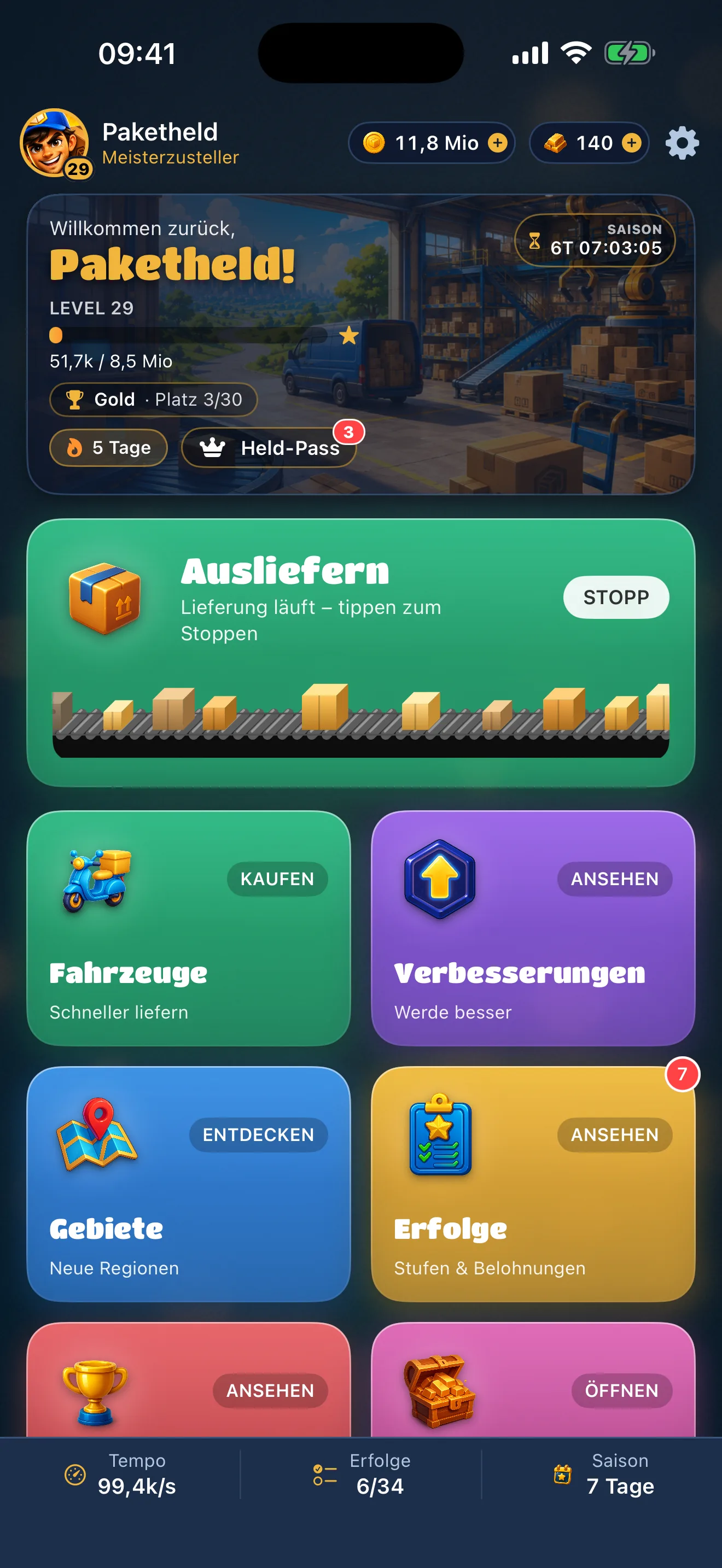 Paket-Held Screenshot